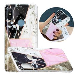 Pink and Black Painted Marble Electroplating Protective Case for Mi Xiaomi Redmi Note 6