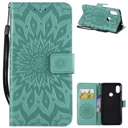 Embossing Sunflower Leather Wallet Case for Mi Xiaomi Redmi Note 6 - Green