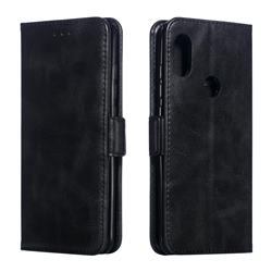 Retro Classic Calf Pattern Leather Wallet Phone Case for Mi Xiaomi Redmi Note 6 - Black