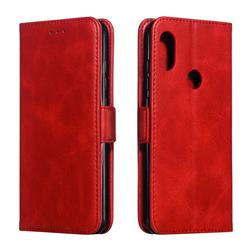 Retro Classic Calf Pattern Leather Wallet Phone Case for Mi Xiaomi Redmi Note 6 - Red