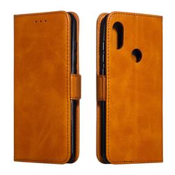 Retro Classic Calf Pattern Leather Wallet Phone Case for Mi Xiaomi Redmi Note 6 - Yellow