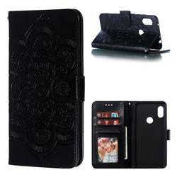 Intricate Embossing Datura Solar Leather Wallet Case for Mi Xiaomi Redmi Note 6 - Black