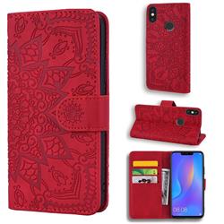Retro Embossing Mandala Flower Leather Wallet Case for Mi Xiaomi Redmi Note 6 - Red