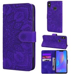 Retro Embossing Mandala Flower Leather Wallet Case for Mi Xiaomi Redmi Note 6 - Purple