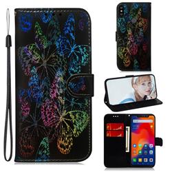 Black Butterfly Laser Shining Leather Wallet Phone Case for Mi Xiaomi Redmi Note 6