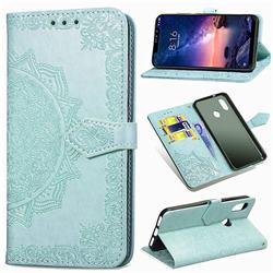 Embossing Imprint Mandala Flower Leather Wallet Case for Mi Xiaomi Redmi Note 6 - Green