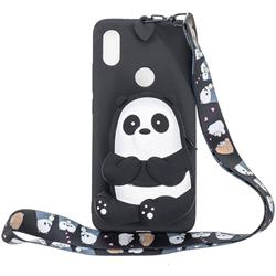 Cute Panda Neck Lanyard Zipper Wallet Silicone Case for Mi Xiaomi Redmi Note 6 Pro