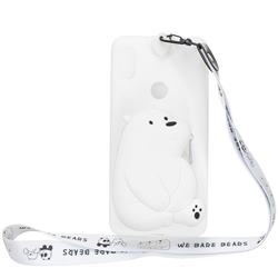 White Polar Bear Neck Lanyard Zipper Wallet Silicone Case for Mi Xiaomi Redmi Note 6 Pro