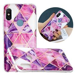 Purple Dream Triangle Painted Marble Electroplating Protective Case for Mi Xiaomi Redmi Note 6 Pro