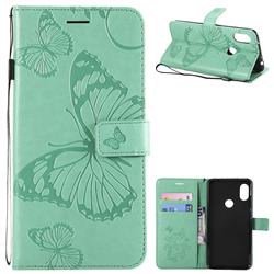 Embossing 3D Butterfly Leather Wallet Case for Mi Xiaomi Redmi Note 6 Pro - Green