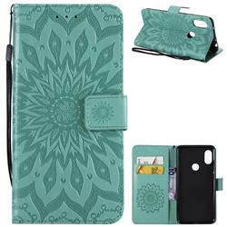 Embossing Sunflower Leather Wallet Case for Mi Xiaomi Redmi Note 6 Pro - Green