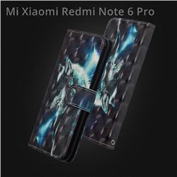 Snow Wolf 3D Painted Leather Wallet Case for Mi Xiaomi Redmi Note 6 Pro