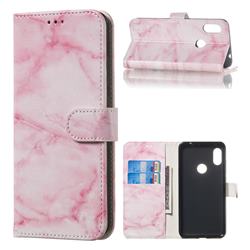 Pink Marble PU Leather Wallet Case for Mi Xiaomi Redmi Note 6 Pro