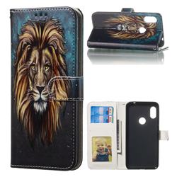 Ice Lion 3D Relief Oil PU Leather Wallet Case for Mi Xiaomi Redmi Note 6 Pro