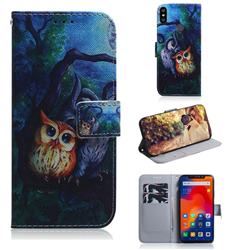 Oil Painting Owl PU Leather Wallet Case for Mi Xiaomi Redmi Note 6 Pro