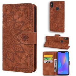 Retro Embossing Mandala Flower Leather Wallet Case for Mi Xiaomi Redmi Note 6 Pro - Brown