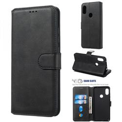 Retro Calf Matte Leather Wallet Phone Case for Mi Xiaomi Redmi Note 6 Pro - Black