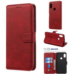 Retro Calf Matte Leather Wallet Phone Case for Mi Xiaomi Redmi Note 6 Pro - Red