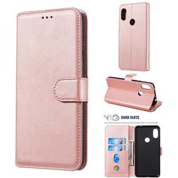 Retro Calf Matte Leather Wallet Phone Case for Mi Xiaomi Redmi Note 6 Pro - Pink