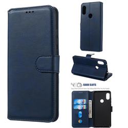 Retro Calf Matte Leather Wallet Phone Case for Mi Xiaomi Redmi Note 6 Pro - Blue