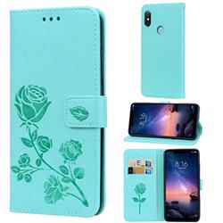 Embossing Rose Flower Leather Wallet Case for Mi Xiaomi Redmi Note 6 Pro - Green