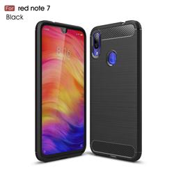 Luxury Carbon Fiber Brushed Wire Drawing Silicone TPU Back Cover for Xiaomi Mi Redmi Note 7 / Note 7 Pro - Black