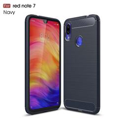 Luxury Carbon Fiber Brushed Wire Drawing Silicone TPU Back Cover for Xiaomi Mi Redmi Note 7 / Note 7 Pro - Navy
