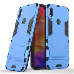 Armor Premium Tactical Grip Kickstand Shockproof Dual Layer Rugged Hard Cover for Xiaomi Mi Redmi Note 7 / Note 7 Pro - Light Blue