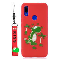 Red Dinosaur Soft Kiss Candy Hand Strap Silicone Case for Xiaomi Mi Redmi Note 7 / Note 7 Pro