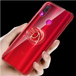 Anti-fall Invisible Press Bounce Ring Holder Phone Cover for Xiaomi Mi Redmi Note 7 / Note 7 Pro - Noble Red