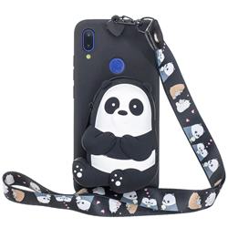 Cute Panda Neck Lanyard Zipper Wallet Silicone Case for Xiaomi Mi Redmi Note 7 / Note 7 Pro