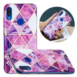 Purple Dream Triangle Painted Marble Electroplating Protective Case for Xiaomi Mi Redmi Note 7 / Note 7 Pro
