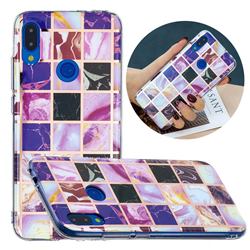 Square Puzzle Painted Marble Electroplating Protective Case for Xiaomi Mi Redmi Note 7 / Note 7 Pro