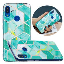 Green Glitter Painted Marble Electroplating Protective Case for Xiaomi Mi Redmi Note 7 / Note 7 Pro
