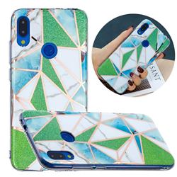 Green Triangle Painted Marble Electroplating Protective Case for Xiaomi Mi Redmi Note 7 / Note 7 Pro