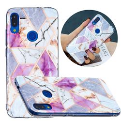 Purple and White Painted Marble Electroplating Protective Case for Xiaomi Mi Redmi Note 7 / Note 7 Pro