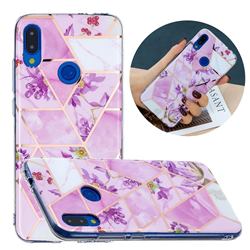 Purple Flower Painted Marble Electroplating Protective Case for Xiaomi Mi Redmi Note 7 / Note 7 Pro