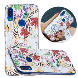 Tropical Rainforest Flower Painted Marble Electroplating Protective Case for Xiaomi Mi Redmi Note 7 / Note 7 Pro