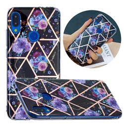 Black Flower Painted Marble Electroplating Protective Case for Xiaomi Mi Redmi Note 7 / Note 7 Pro