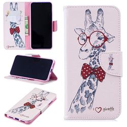 Glasses Giraffe Leather Wallet Case for Xiaomi Mi Redmi Note 7 / Note 7 Pro