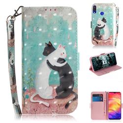 Black and White Cat 3D Painted Leather Wallet Phone Case for Xiaomi Mi Redmi Note 7 / Note 7 Pro