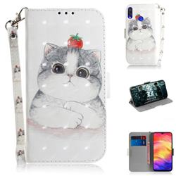Cute Tomato Cat 3D Painted Leather Wallet Phone Case for Xiaomi Mi Redmi Note 7 / Note 7 Pro