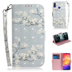 Magnolia Flower 3D Painted Leather Wallet Phone Case for Xiaomi Mi Redmi Note 7 / Note 7 Pro