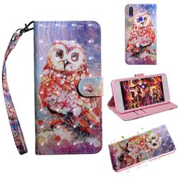 Colored Owl 3D Painted Leather Wallet Case for Xiaomi Mi Redmi Note 7 / Note 7 Pro