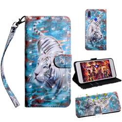 White Tiger 3D Painted Leather Wallet Case for Xiaomi Mi Redmi Note 7 / Note 7 Pro