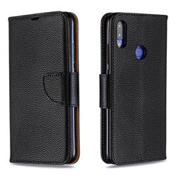 Classic Luxury Litchi Leather Phone Wallet Case for Xiaomi Mi Redmi Note 7 / Note 7 Pro - Black