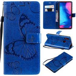 Embossing 3D Butterfly Leather Wallet Case for Xiaomi Mi Redmi Note 7 / Note 7 Pro - Blue
