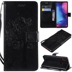 Embossing Butterfly Tree Leather Wallet Case for Xiaomi Mi Redmi Note 7 / Note 7 Pro - Black