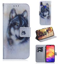 Snow Wolf PU Leather Wallet Case for Xiaomi Mi Redmi Note 7 / Note 7 Pro