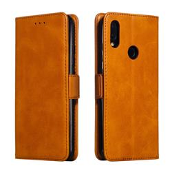 Retro Classic Calf Pattern Leather Wallet Phone Case for Xiaomi Mi Redmi Note 7 / Note 7 Pro - Yellow